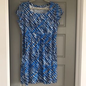 Jude Connally Cap sleeve dress Lg Blue,white,black
